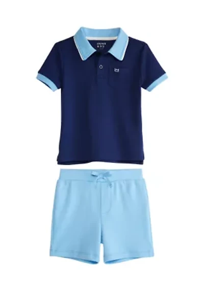 Toddler Boys Short Sleeve Polo Shirt and Shorts Set