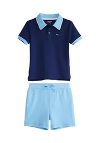 Toddler Boys Short Sleeve Polo Shirt and Shorts Set