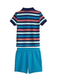 Toddler Boys Short Sleeve Polo Shirt and Shorts Set