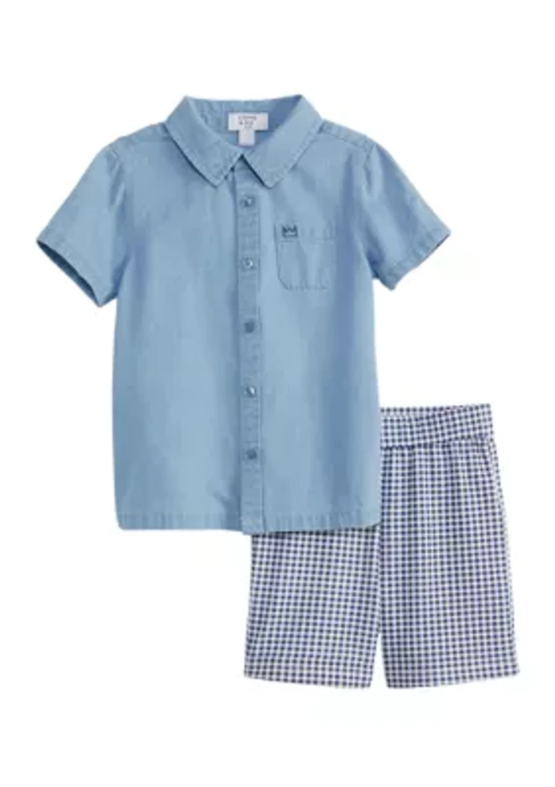 Toddler Boys Chambray Shirt Set
