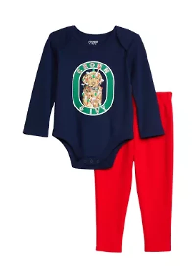 Baby Boys Holiday Dog Bodysuit and Pants Set