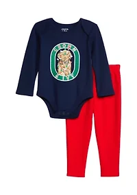Baby Boys Holiday Dog Bodysuit and Pants Set