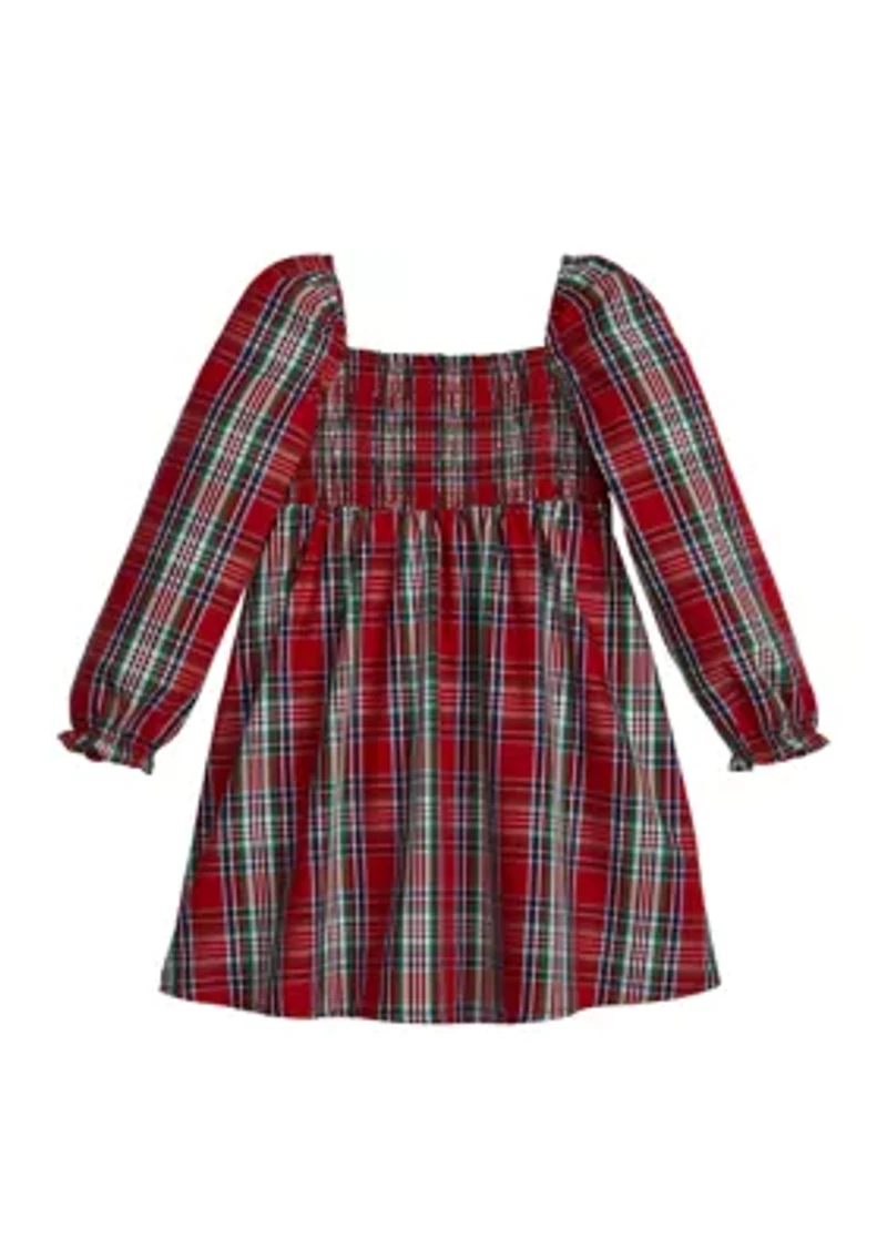 Baby Girls Cotton Plaid Smocked Dress