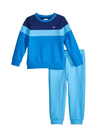 Toddler Boys Long Sleeve Color Block Fleece Set
