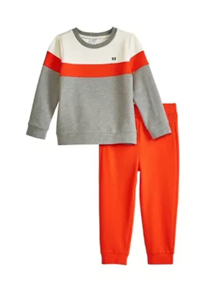 Toddler Boys Long Sleeve Color Block Fleece Set