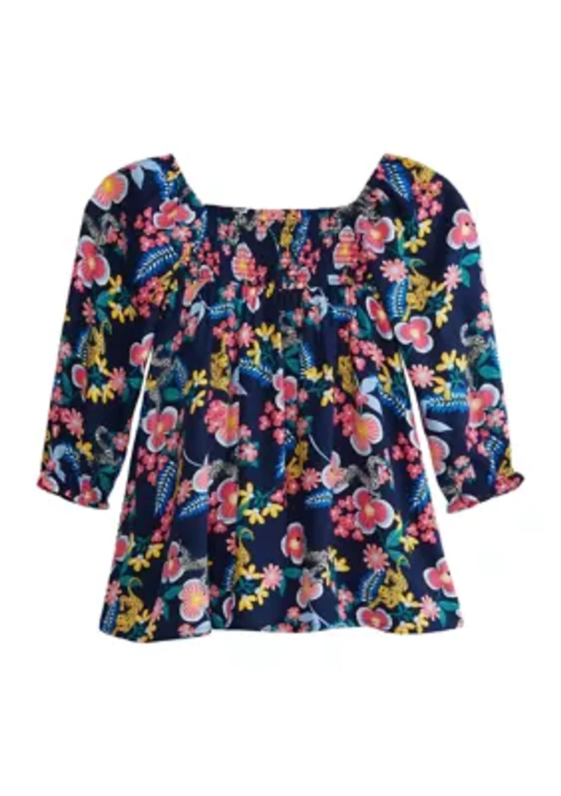 Toddler Girls Long Sleeve Peasant Dress