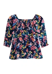 Toddler Girls Long Sleeve Peasant Dress