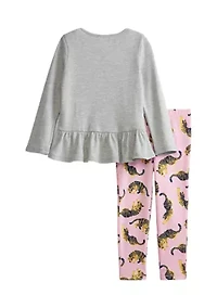 Toddler Girls Long Sleeve Peplum Top and Leggings Set