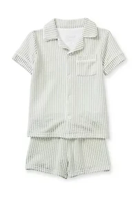 Toddler Boys Striped Shirt and Shorts Pajama Set