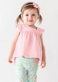 Toddler Girls Pink Square Neck Top