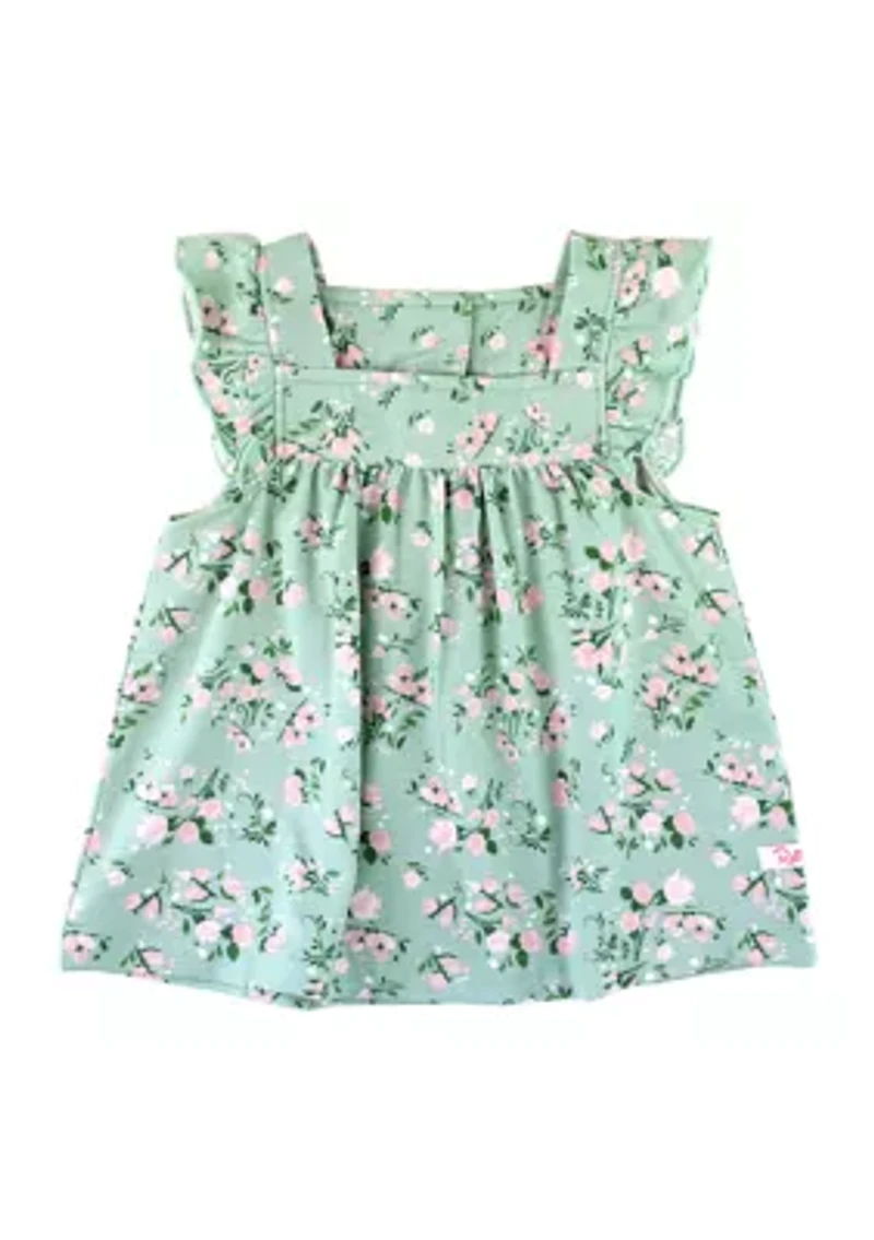 Baby Girls Tea Roses Square Neck Knit Tank Top