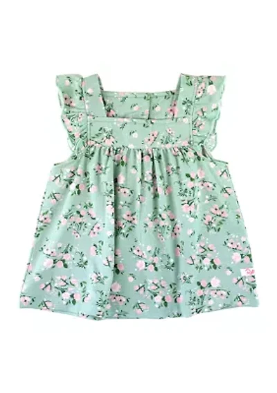 Baby Girls Tea Roses Square Neck Knit Tank Top