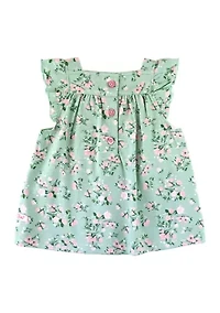 Baby Girls Tea Roses Square Neck Knit Tank Top