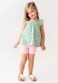 Baby Girls Tea Roses Square Neck Knit Tank Top