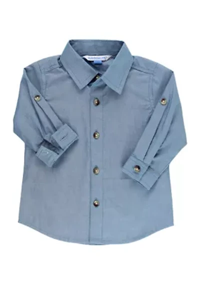 Baby Boys Chambray 3/4 Sleeve Button Down Shirt