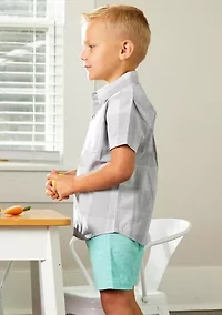 Toddler Boys Plaid Short Sleeve Button Down Shirt