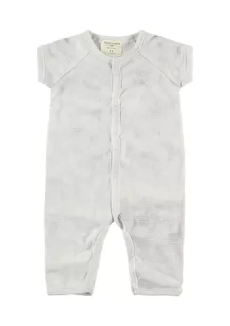 Baby Girls Short Raglan Sleeve Tie Dye Striped romper