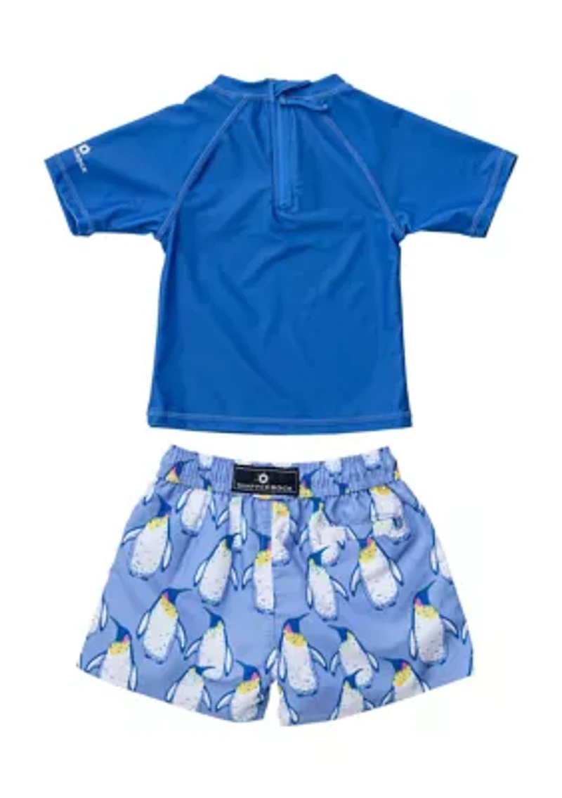 Baby Boys Penguin Patrol Short Sleeve Swim Set