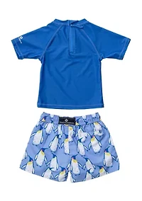 Baby Boys Penguin Patrol Short Sleeve Swim Set