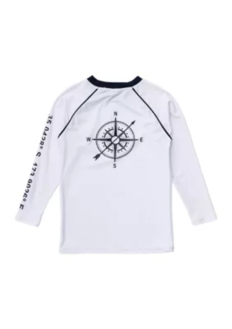 Boys Toddler Compass White Long Sleeve Rash Top