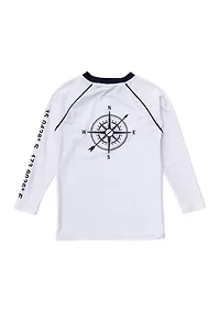 Boys Toddler Compass White Long Sleeve Rash Top