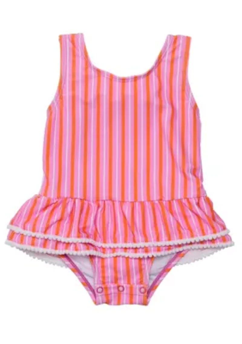 Stripy Sunset Sustainable Skirt Swimsuit
