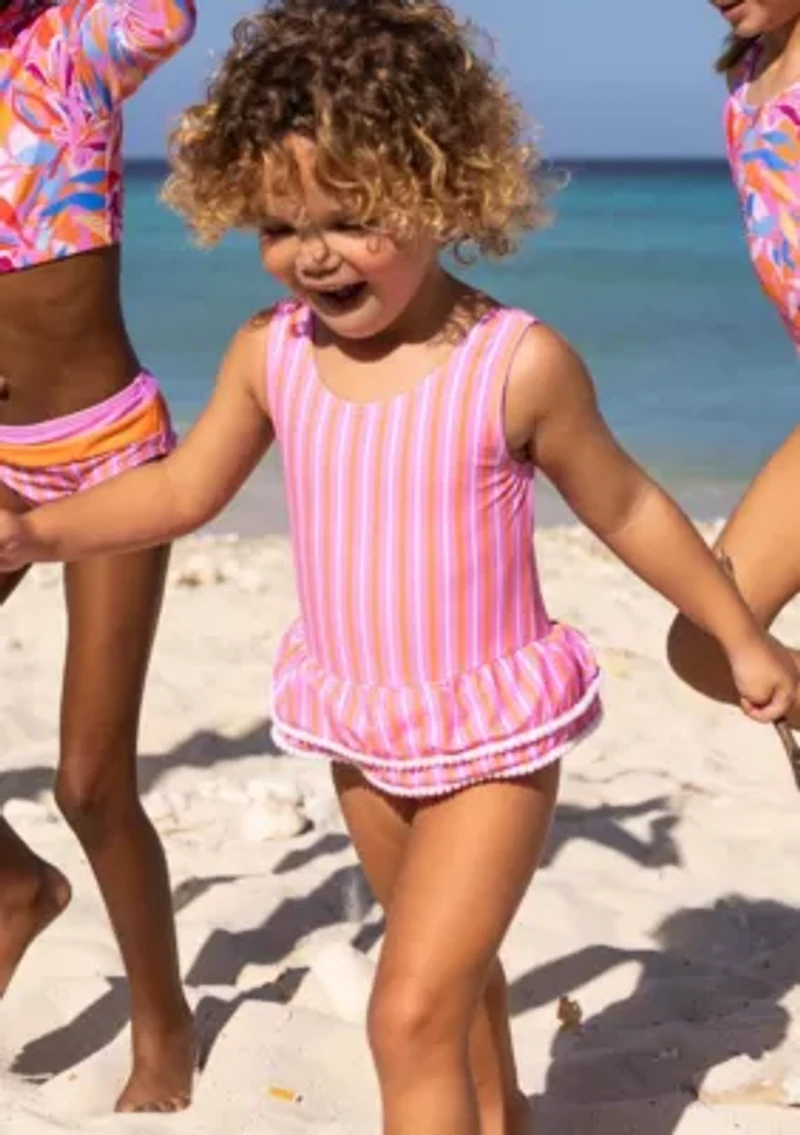 Stripy Sunset Sustainable Skirt Swimsuit