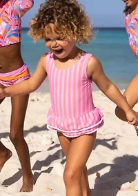 Stripy Sunset Sustainable Skirt Swimsuit