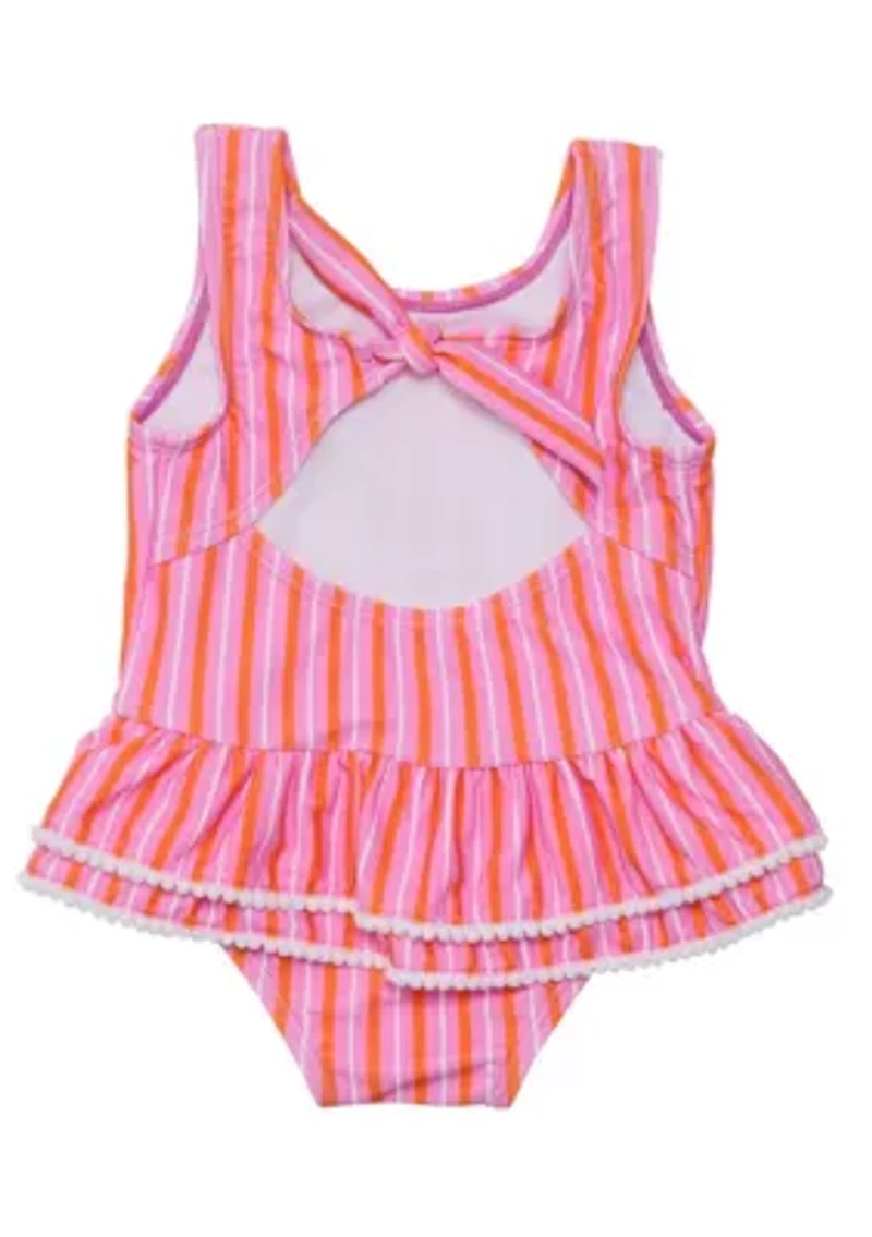 Stripy Sunset Sustainable Skirt Swimsuit