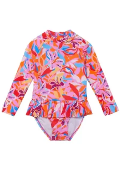 Blooming Sunset Sustainable LS Skirt Surf Suit
