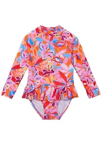 Blooming Sunset Sustainable LS Skirt Surf Suit