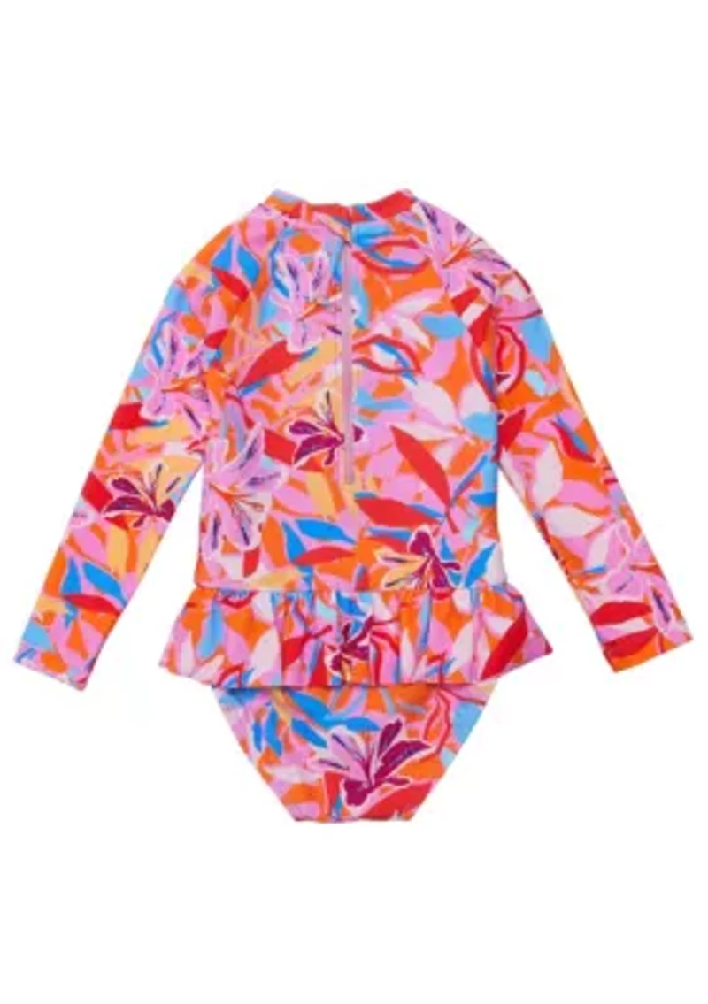 Blooming Sunset Sustainable LS Skirt Surf Suit