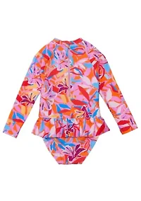 Blooming Sunset Sustainable LS Skirt Surf Suit