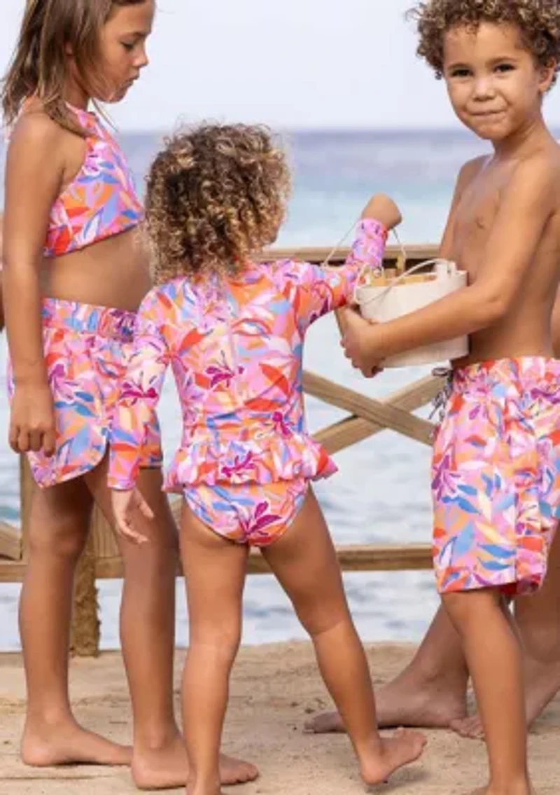 Blooming Sunset Sustainable LS Skirt Surf Suit
