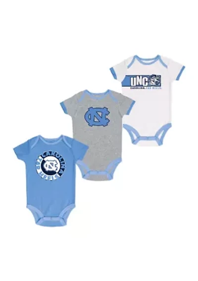 NCAA North Carolina Tar Heels 3-Pack of Bodysuits