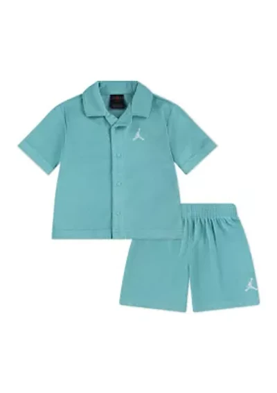 Toddler Boys Terry Cloth Camp T-Shirt and Shorts Set