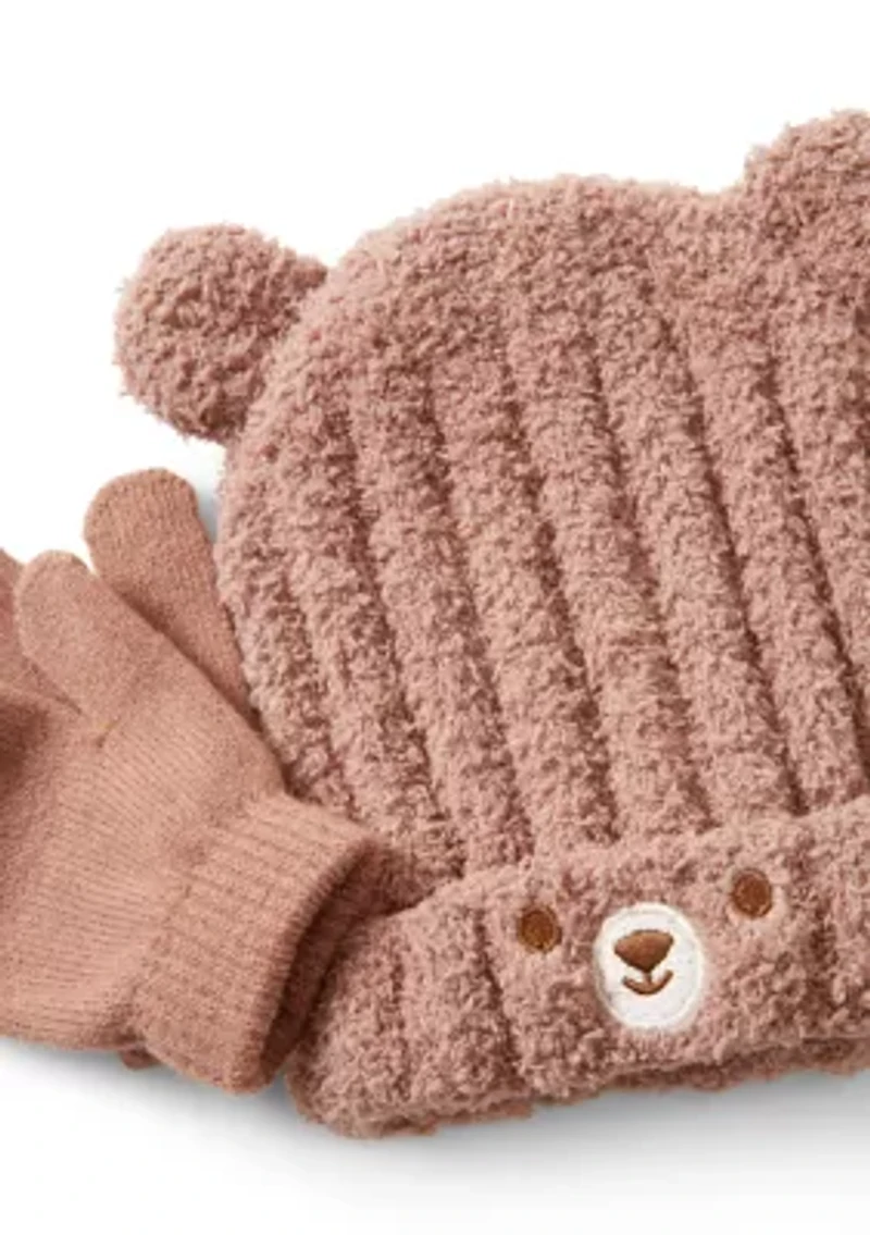 Boys Bear Hat and Mittens Set