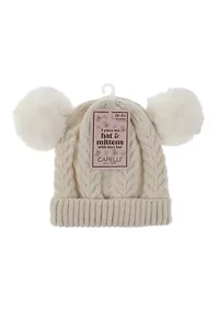 Baby Girls Knit Hat and Mittens Set