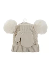 Baby Girls Knit Hat and Mittens Set
