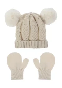 Baby Girls Knit Hat and Mittens Set