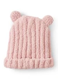 Girls Pink Bear Hat and Mittens Set