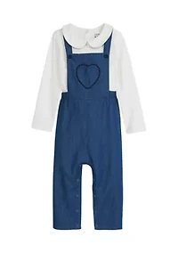 Baby Girls Chambray Overalls Set