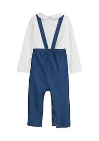 Baby Girls Chambray Overalls Set