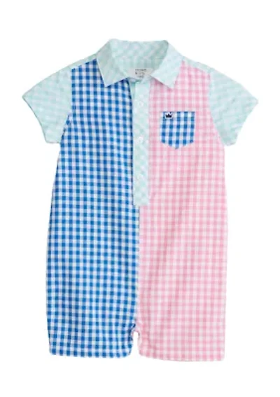 Baby Boys Color Block Gingham Romper