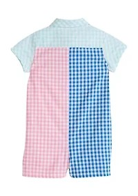 Baby Boys Color Block Gingham Romper
