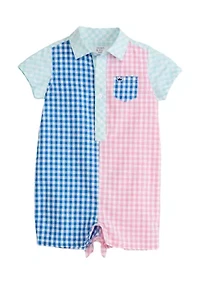 Baby Boys Color Block Gingham Romper