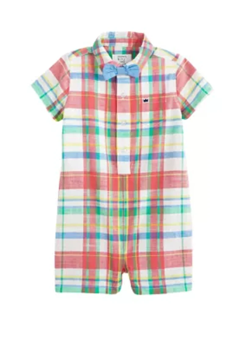 Baby Boys Short Sleeve Button Front Romper