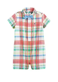 Baby Boys Short Sleeve Button Front Romper