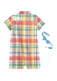 Baby Boys Short Sleeve Button Front Romper