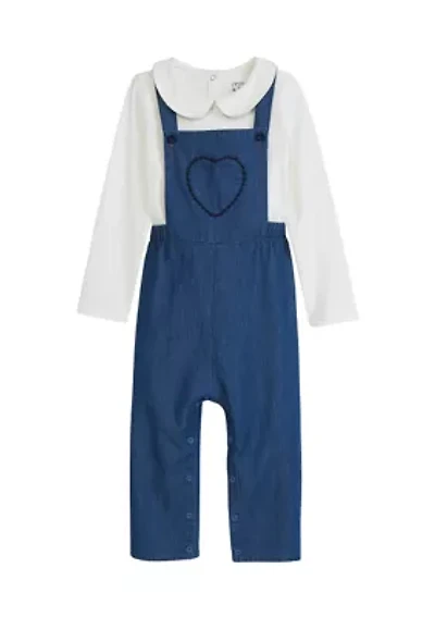 Toddler Girls Chambray Overalls Set